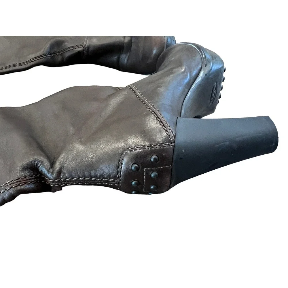 TOD'S Women's Brown Leather Knee High Tall  Riding  Boots Size 35.5 $920 Italy